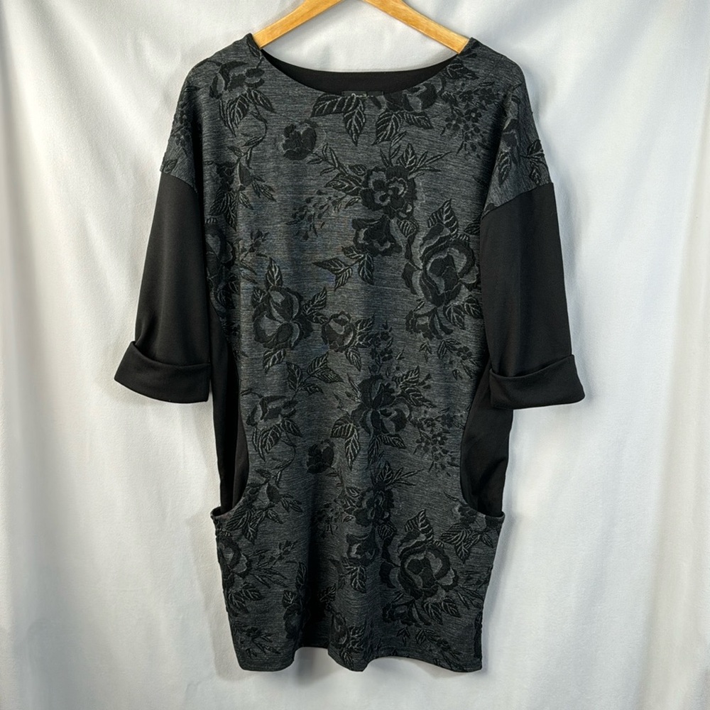 Papillon Grey Black Floral Multi Tunic Casual Top Dress